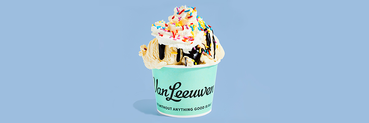A cup of Van Leeuwen ice cream with sprinkles